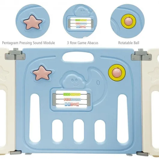 14-Panel Foldable Baby Playpen Kids Activity Centre-Multicolor