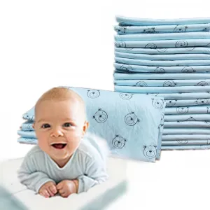 14pcs Disposable Changing Pads for Babies12x18in Super Quick Absorbent Liners Leak-Proof and Waterproof Mess-Free Diaper Changes for Toddlers Blue Bear Printed Trial Pack for On to Go Travel Trip