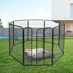 24'' 8 Panel Pet Dog Playpen Puppy Exercise Cage Enclosure Fence Cat Play Pen - Black