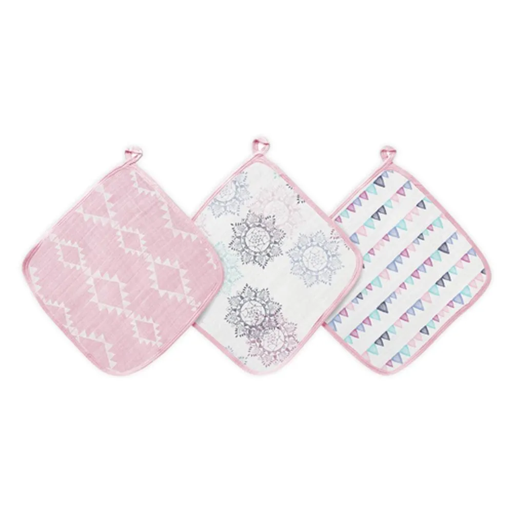 Aden and Anais - Aden by Anais - Wash Cloth Set - Pretty Pink