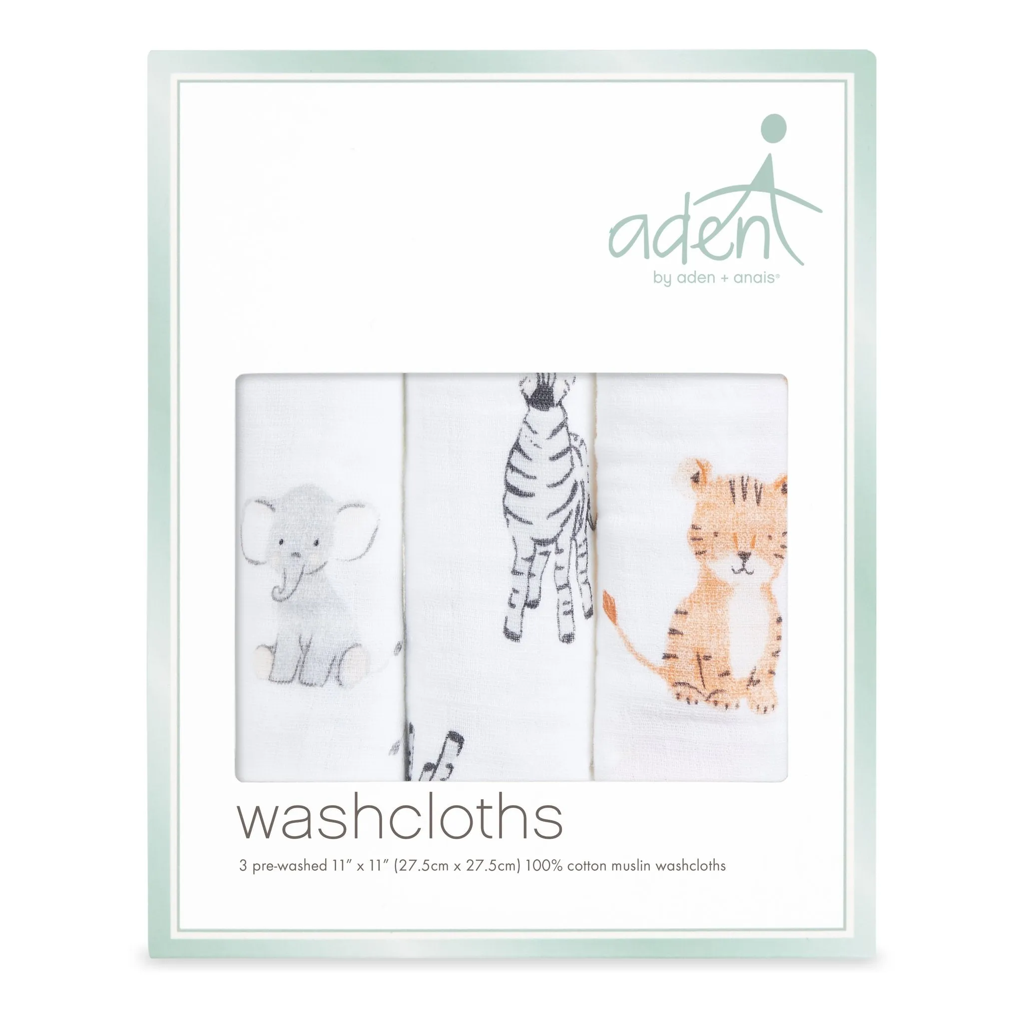 Aden and Anais - Aden by Anais - Wash Cloth Set - Safari Babes