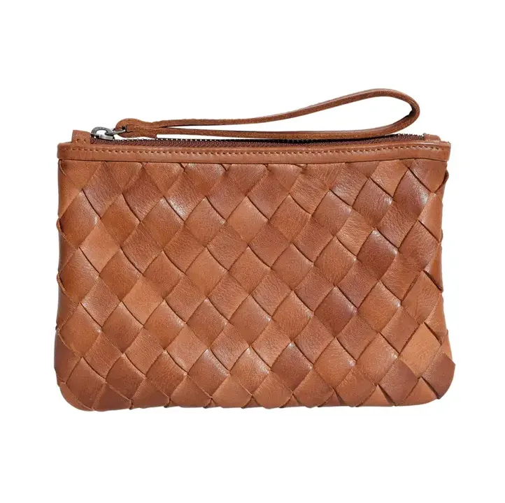 Amara Leather Woven Clutch