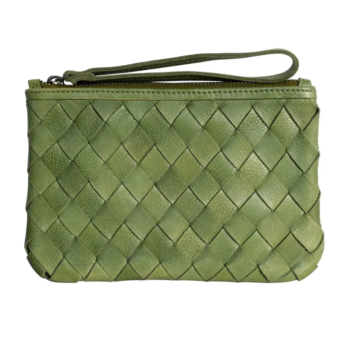 Amara Leather Woven Clutch