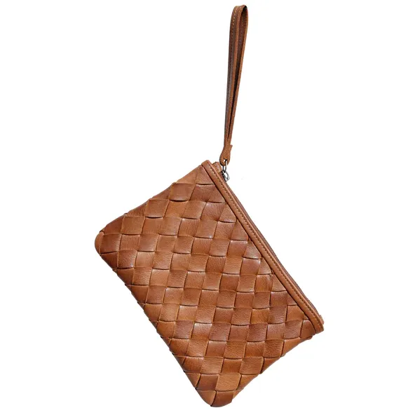 Amara Leather Woven Clutch