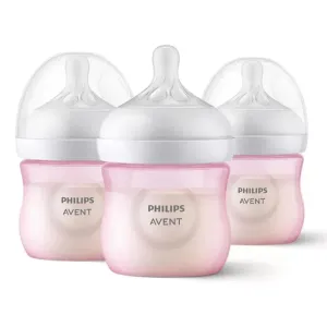 Avent Natural Baby Bottle With Natural Response Nipple 3 Pk- Pink 4 Oz