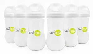 Avima Baby Bottles — 12 oz. Wide Neck, Fast Flow (Set of 6)