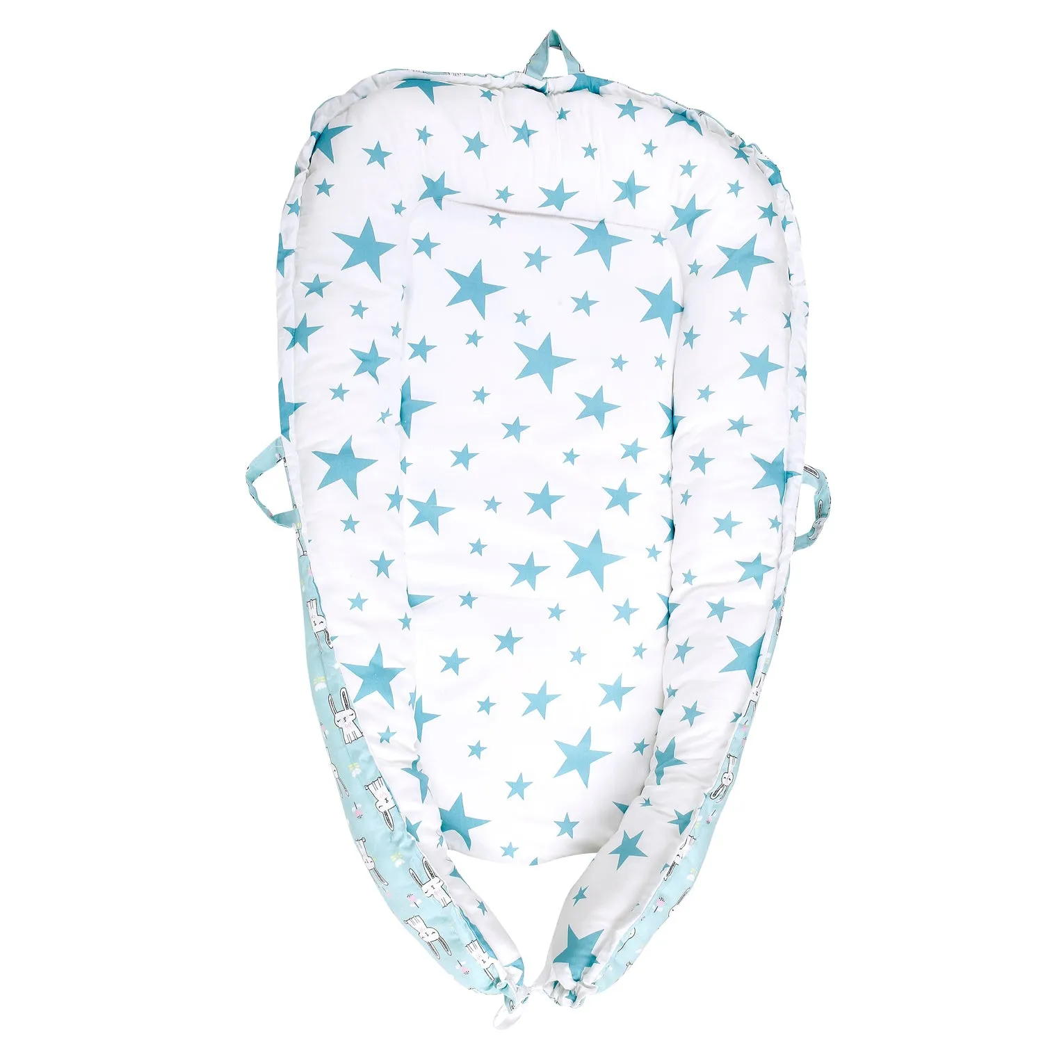 Baby Bed Cum Carry Nest Star And Rabbit Blue