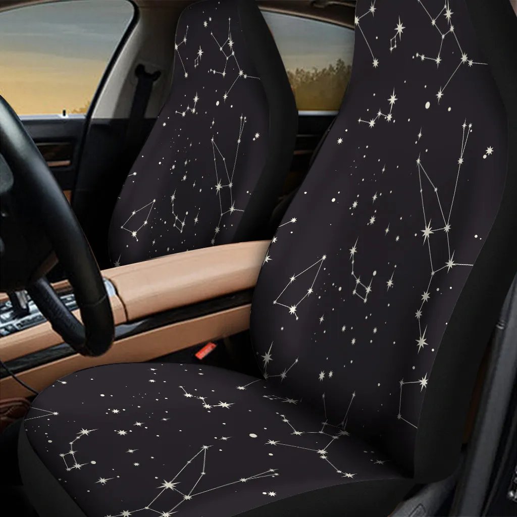 Black And White Zodiac Stars Print Universal Fit Car Seat Covers