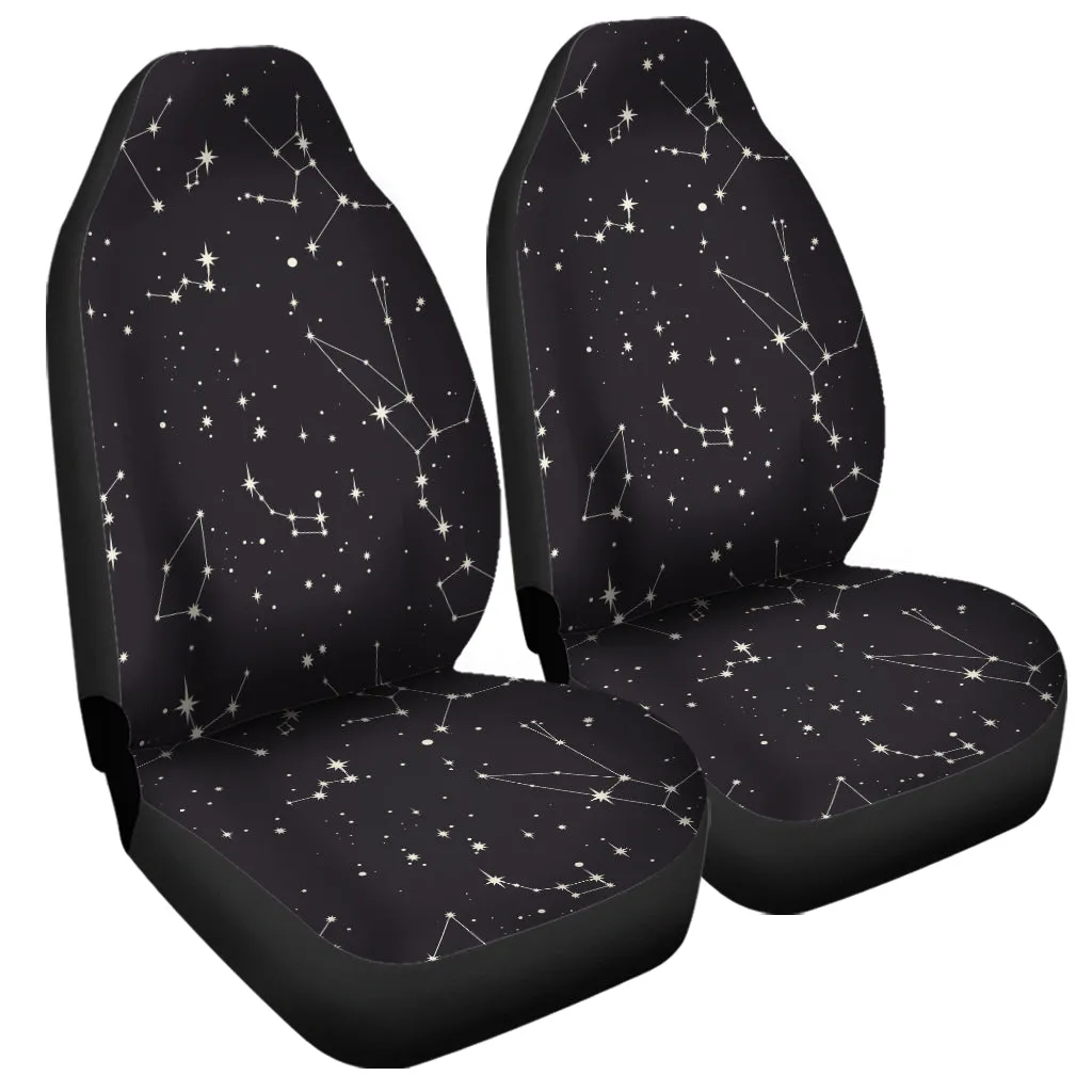 Black And White Zodiac Stars Print Universal Fit Car Seat Covers