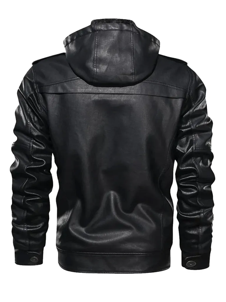 Black Trucker Biker Genuine Leather Jacket