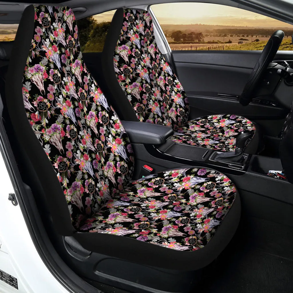 Boho Deer Skull Pattern Print Universal Fit Car Seat Covers