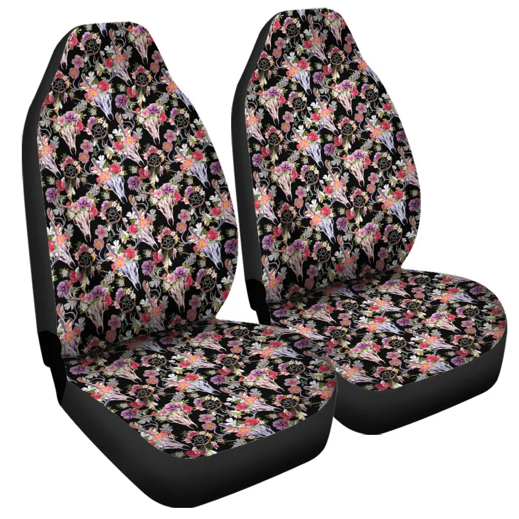 Boho Deer Skull Pattern Print Universal Fit Car Seat Covers