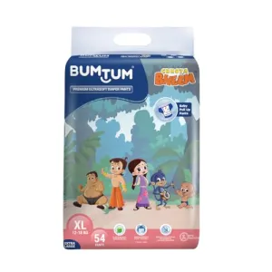 Bumtum Chota Bheem XL Baby Diaper Pants, 54 Count, Leakage Protection Infused With Aloe Vera, Cottony Soft High Absorb Technology (Pack of 1)