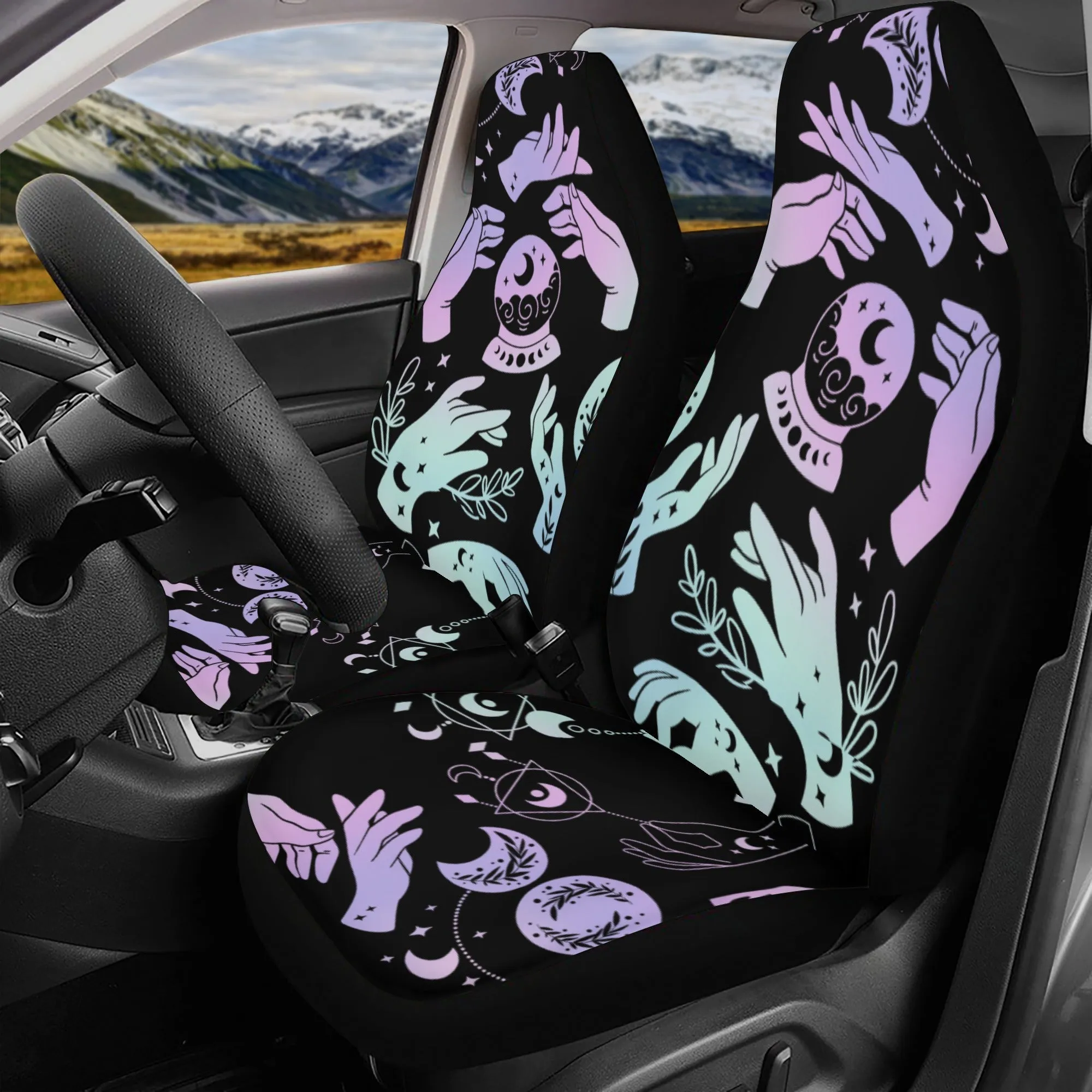 Car Accessories | Car Seat Covers for Front & Back | Cool Fitted Sweat Protector | Vehicle Interiors Upholstery | Witchy Crystal Ball