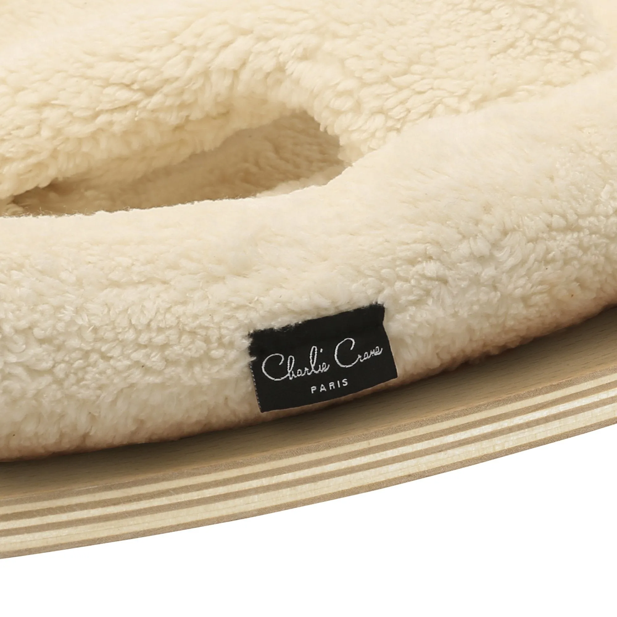 Charlie Crane LEVO Baby Rocker - Beech with Fur Milk Cushion