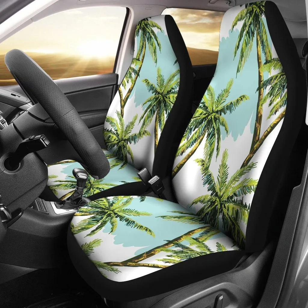 Cool Seat Cover For A Car, Palm Tree Tropical Pattern Print Universal Fit Car Seat Covers