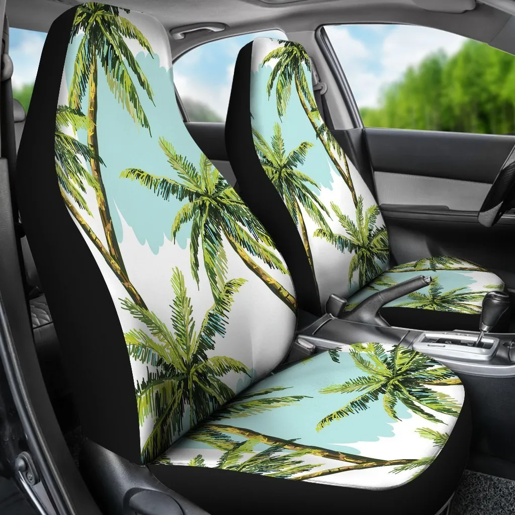 Cool Seat Cover For A Car, Palm Tree Tropical Pattern Print Universal Fit Car Seat Covers