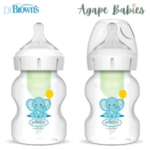 Dr Brown's 5 oz/150 mL PP Wide-Neck Anti-Colic Options  Baby Bottle, Elephant, 2-Pack