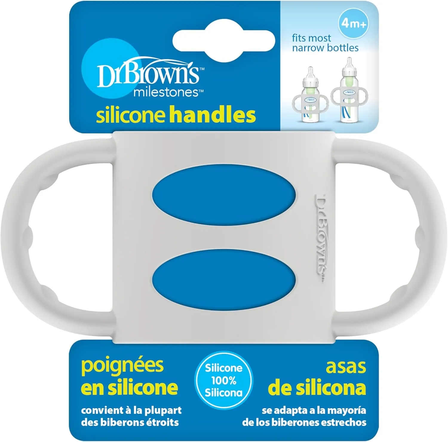 Dr. Brown’s Replacement Silicone Handles for Milestones Sippy Cups or Standard Norrow Bottles - Grey