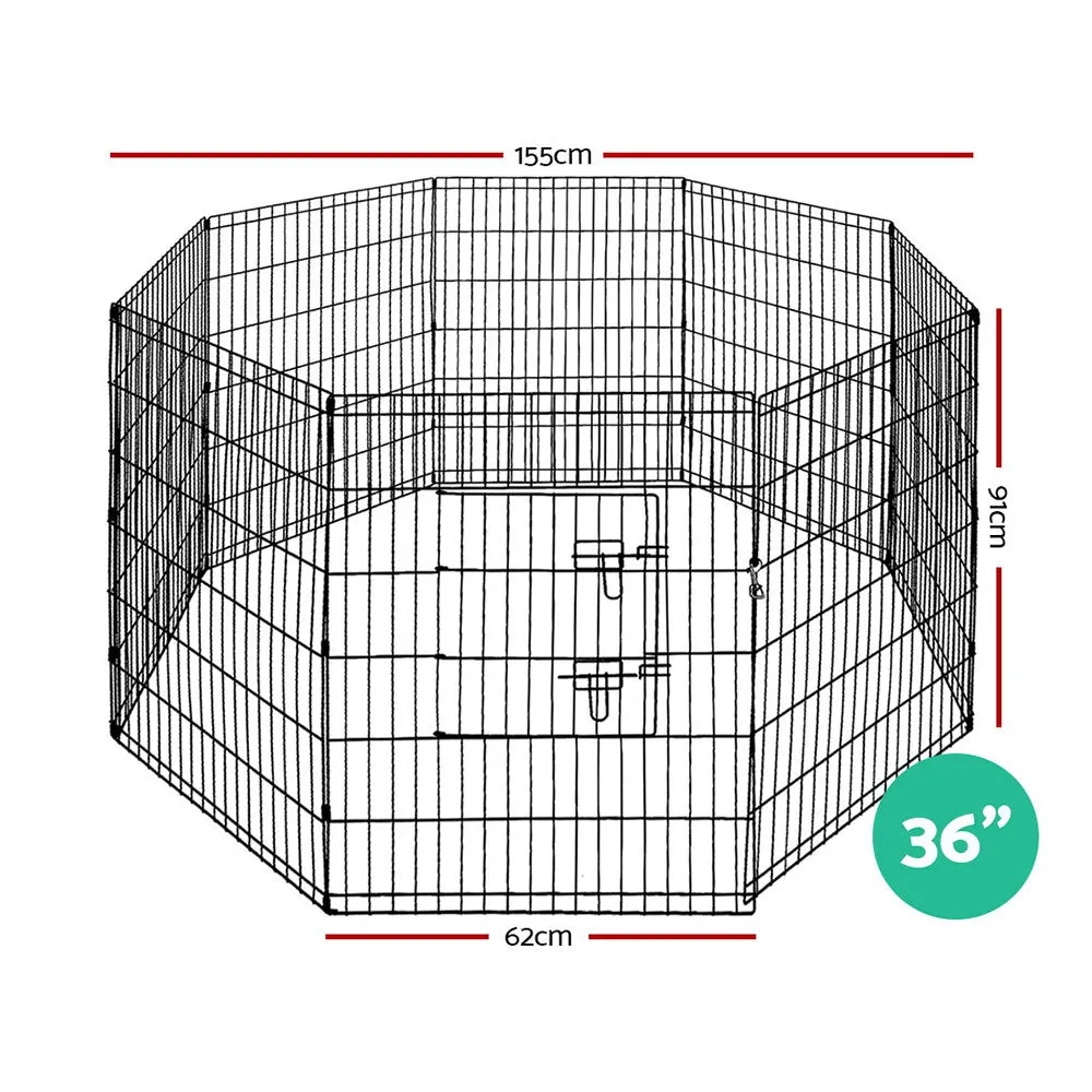 Durable 36" 8-Panel Pet Playpen Enclosure with Locks - i.Pet