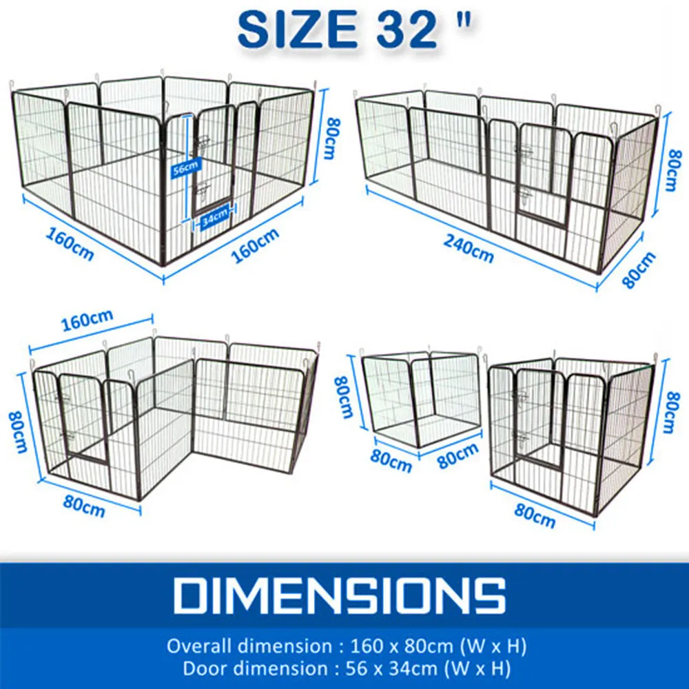 Extra Heavy Duty 8 Panel Pet Playpen Dog Cage Puppy Exercise Crate Enclosure Rabbit Fence