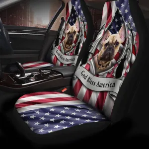 French Bulldog Inside Flag Gob Bless America  Car Seat Covers