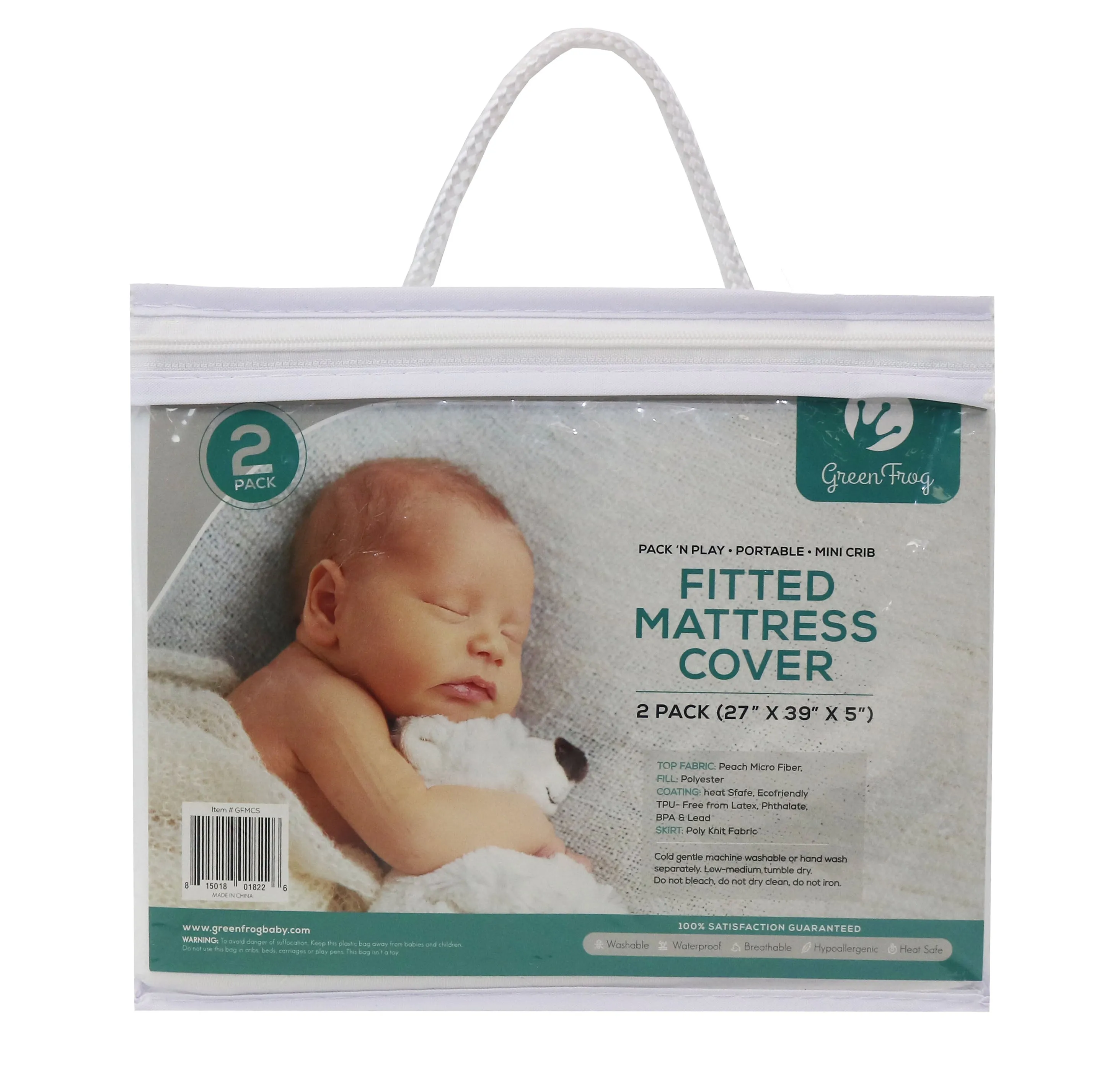 Green Frog Mini Mattress Cover