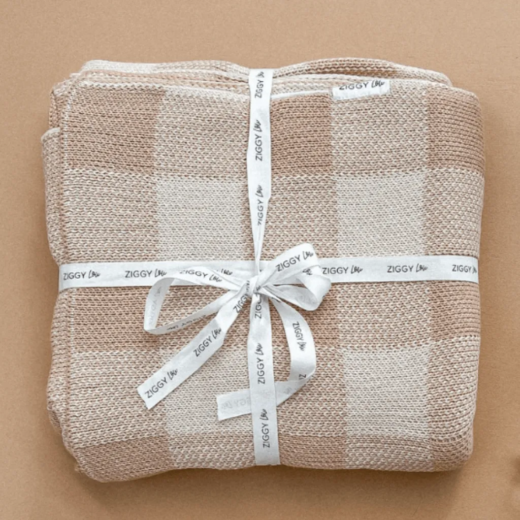 Knitted blanket | Caramel gingham