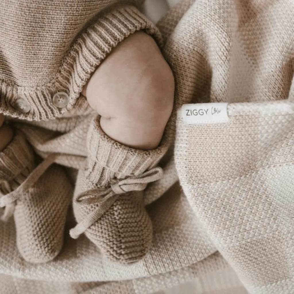 Knitted blanket | Caramel gingham