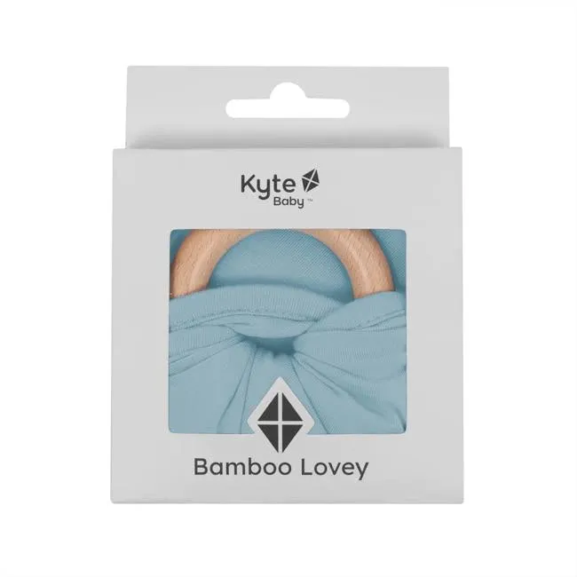 Kyte Baby Lovey with Removable Wooden Teething Ring in Dusty Blue