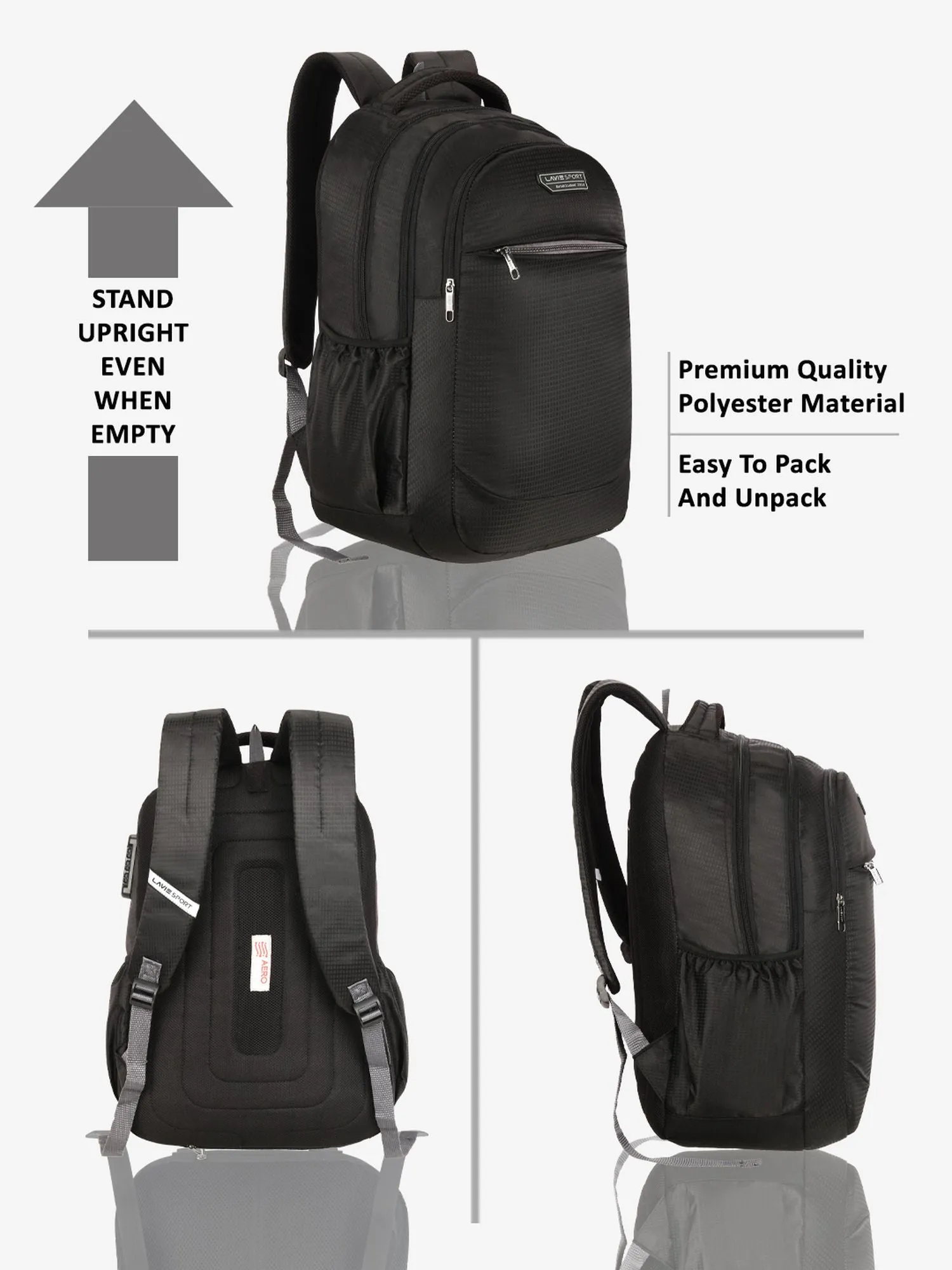 Lavie Sport Graphene 32L Laptop Backpack For Men & Women Black