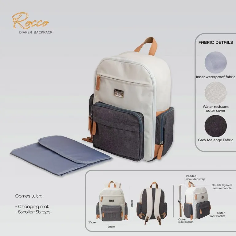 Moon Rocco Diaper Bags White & Grey