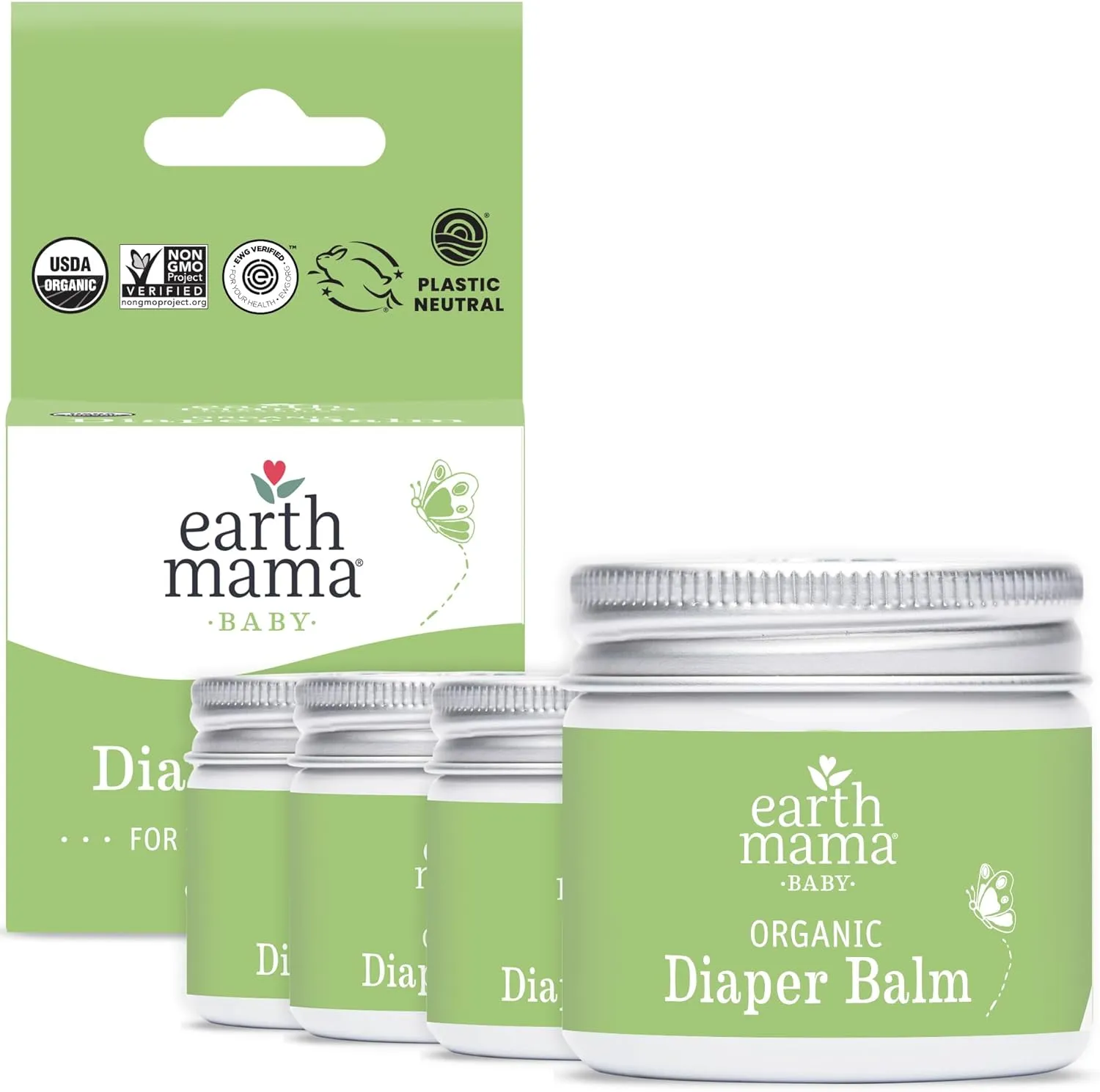 Organic Diaper Balm Cream for Baby, EWG Verified, Petroleum & Artificial Fragrance-Free with Calendula for Sensitive Skin