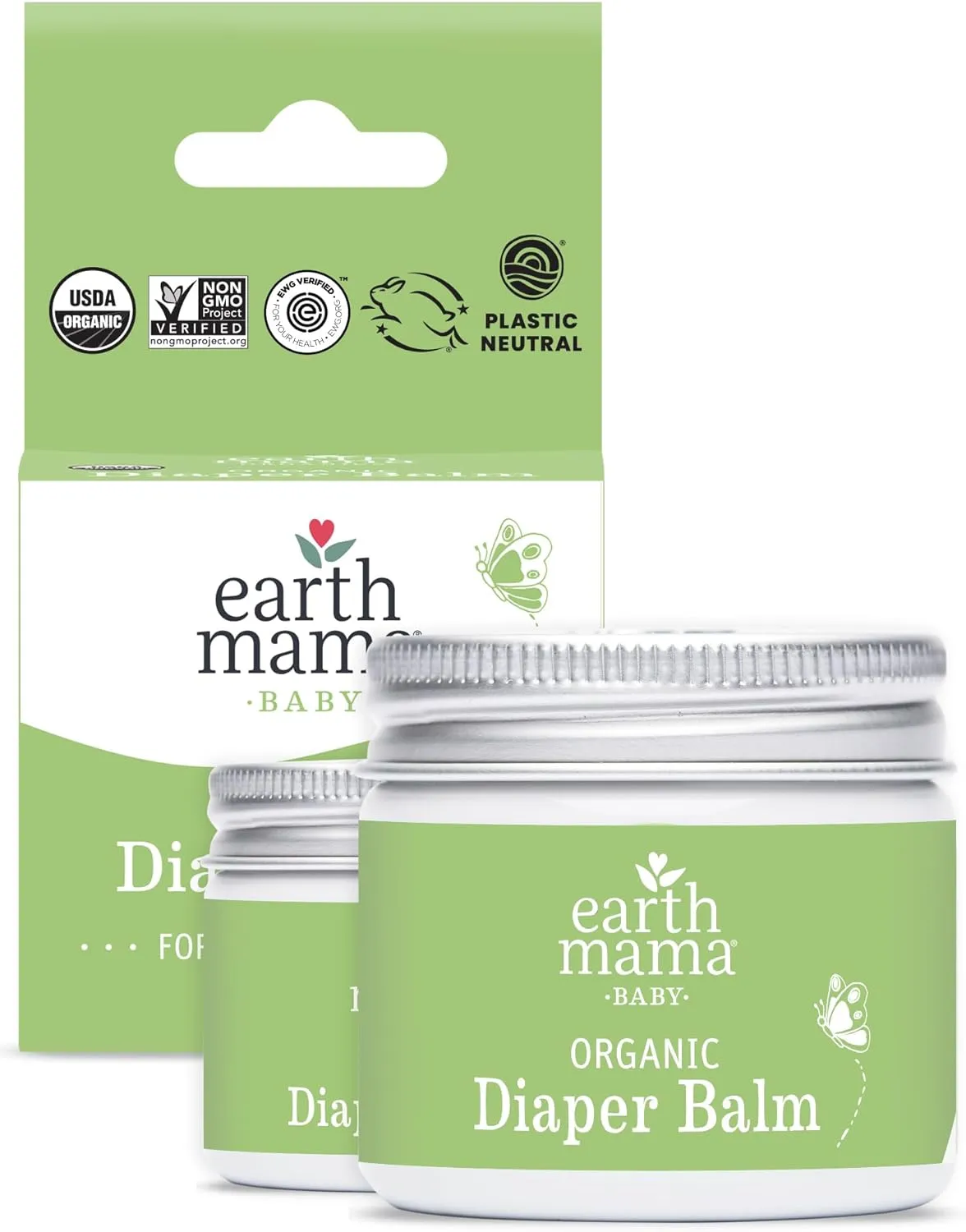 Organic Diaper Balm Cream for Baby, EWG Verified, Petroleum & Artificial Fragrance-Free with Calendula for Sensitive Skin