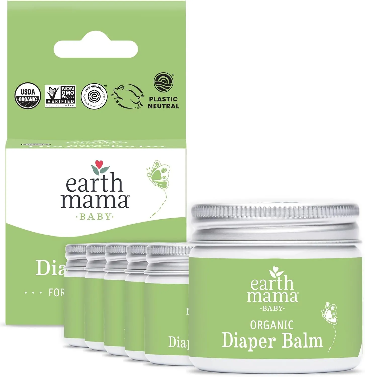 Organic Diaper Balm Cream for Baby, EWG Verified, Petroleum & Artificial Fragrance-Free with Calendula for Sensitive Skin