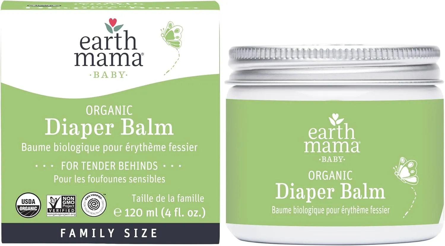 Organic Diaper Balm Cream for Baby, EWG Verified, Petroleum & Artificial Fragrance-Free with Calendula for Sensitive Skin