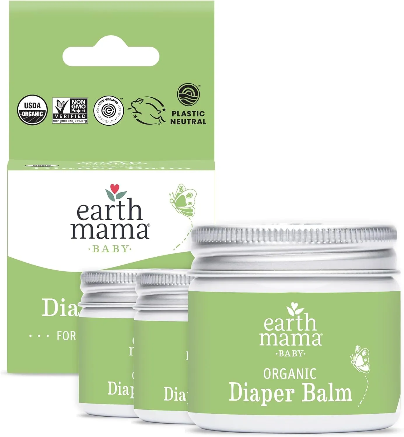 Organic Diaper Balm Cream for Baby, EWG Verified, Petroleum & Artificial Fragrance-Free with Calendula for Sensitive Skin