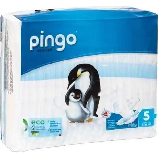 ORGANIC DIAPERS junior 12-25 kg Penguin PINGO SWISS 36 pcs