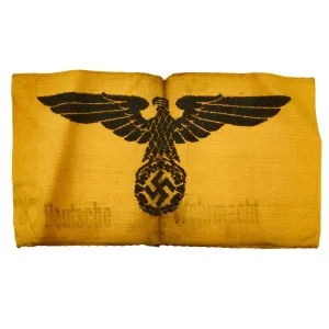 Original German WWII Embroidered Depot Stamped Deutsche Wehrmacht Armband - Civilian In Service To The German Army