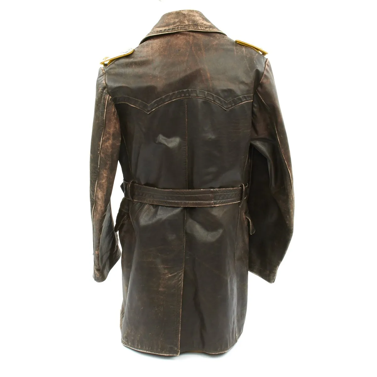 Original German WWII Luftwaffe Officer Oberleutnant Leather Overcoat