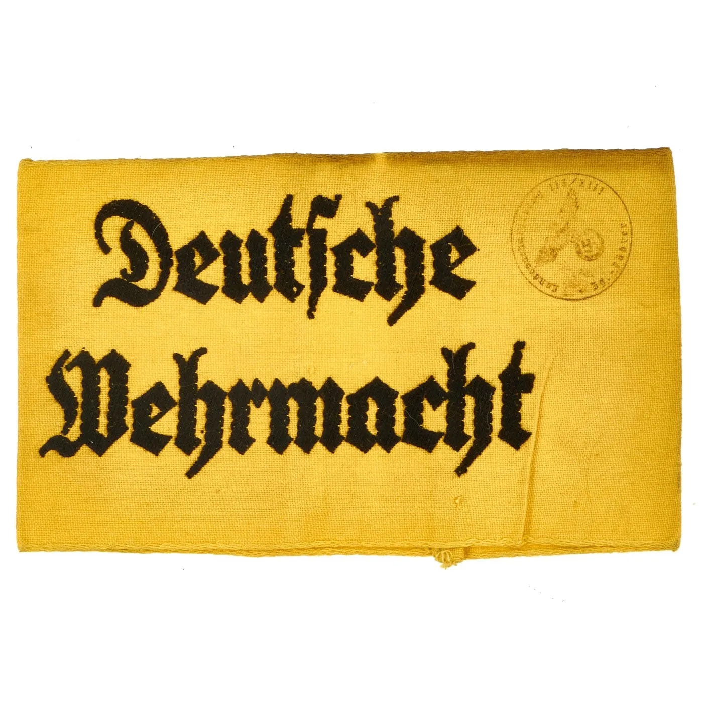 Original Set of Two German WWII Embroidered Depot Stamped Armbands: State Service & Deutsche Wehrmacht