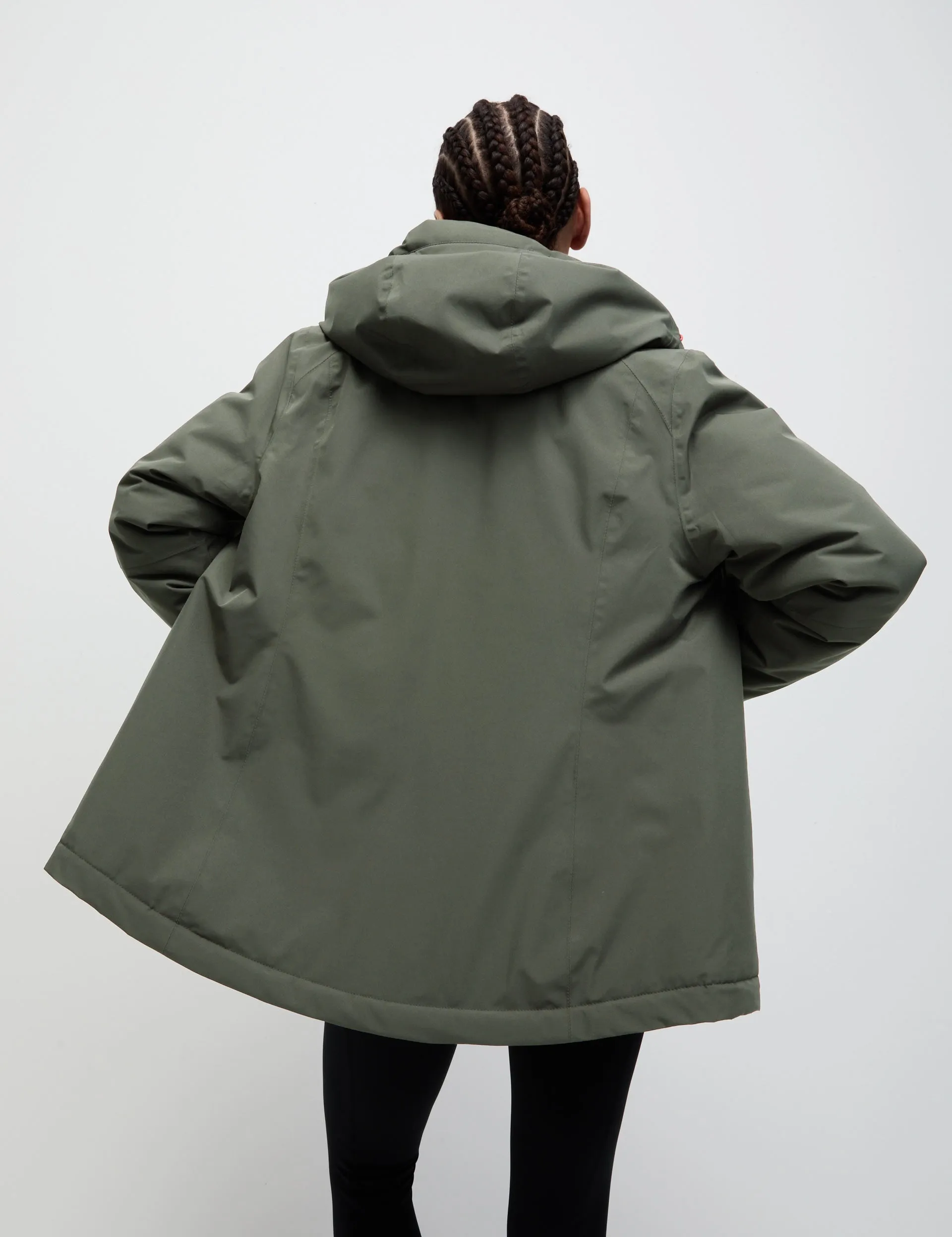 Padded Waterproof Hooded Jacket - Dark Olive