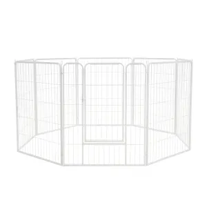 Petzly Dog Playpen Puppy Exercise Cage Pet Cage Enclosure 8 Panel 80x100CM White