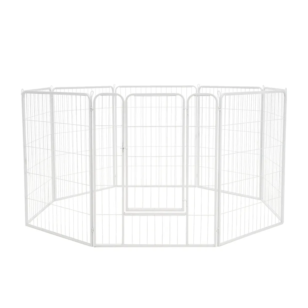 Petzly Dog Playpen Puppy Exercise Cage Pet Cage Enclosure 8 Panel 80x100CM White