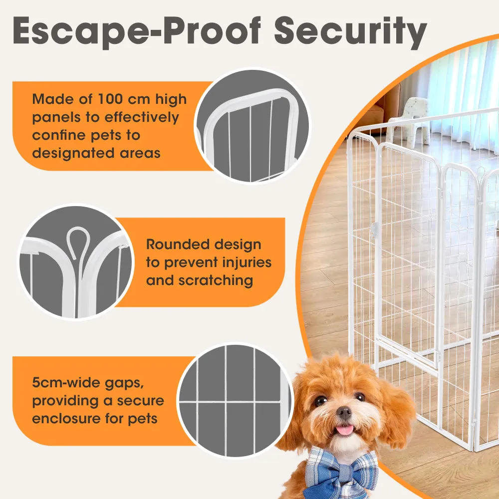 Petzly Dog Playpen Puppy Exercise Cage Pet Cage Enclosure 8 Panel 80x100CM White