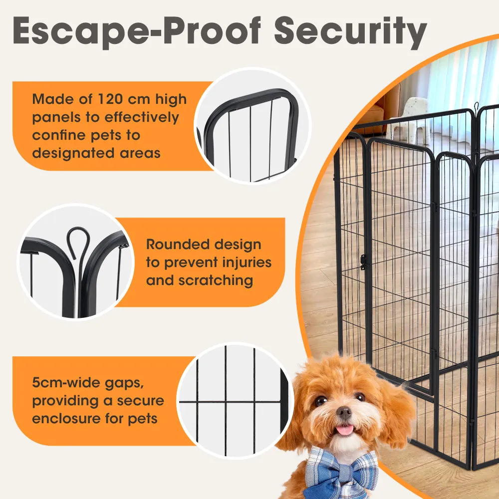 Petzly Dog Playpen Puppy Exercise Cage Pet Cage Enclosure 8 Panel 80x120CM Black