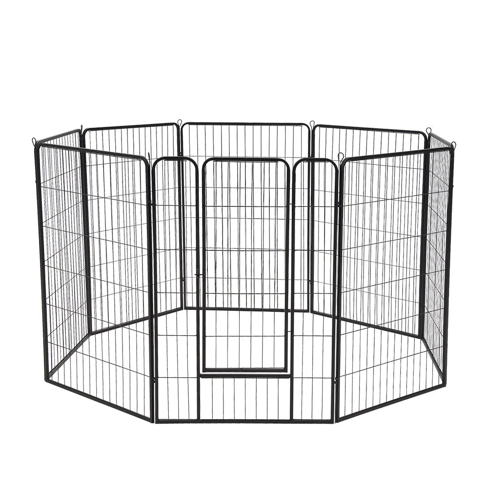 Petzly Dog Playpen Puppy Exercise Cage Pet Cage Enclosure 8 Panel 80x120CM Black