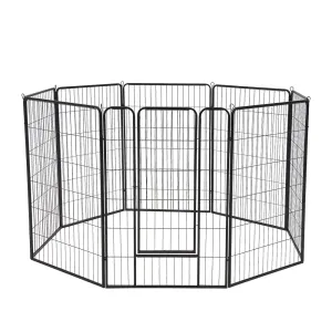 Petzly Dog Playpen Puppy Exercise Cage Pet Cage Enclosure 8 Panel 80x120CM Black