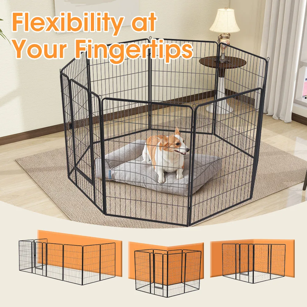 Petzly Dog Playpen Puppy Exercise Cage Pet Cage Enclosure 8 Panel 80x120CM Black