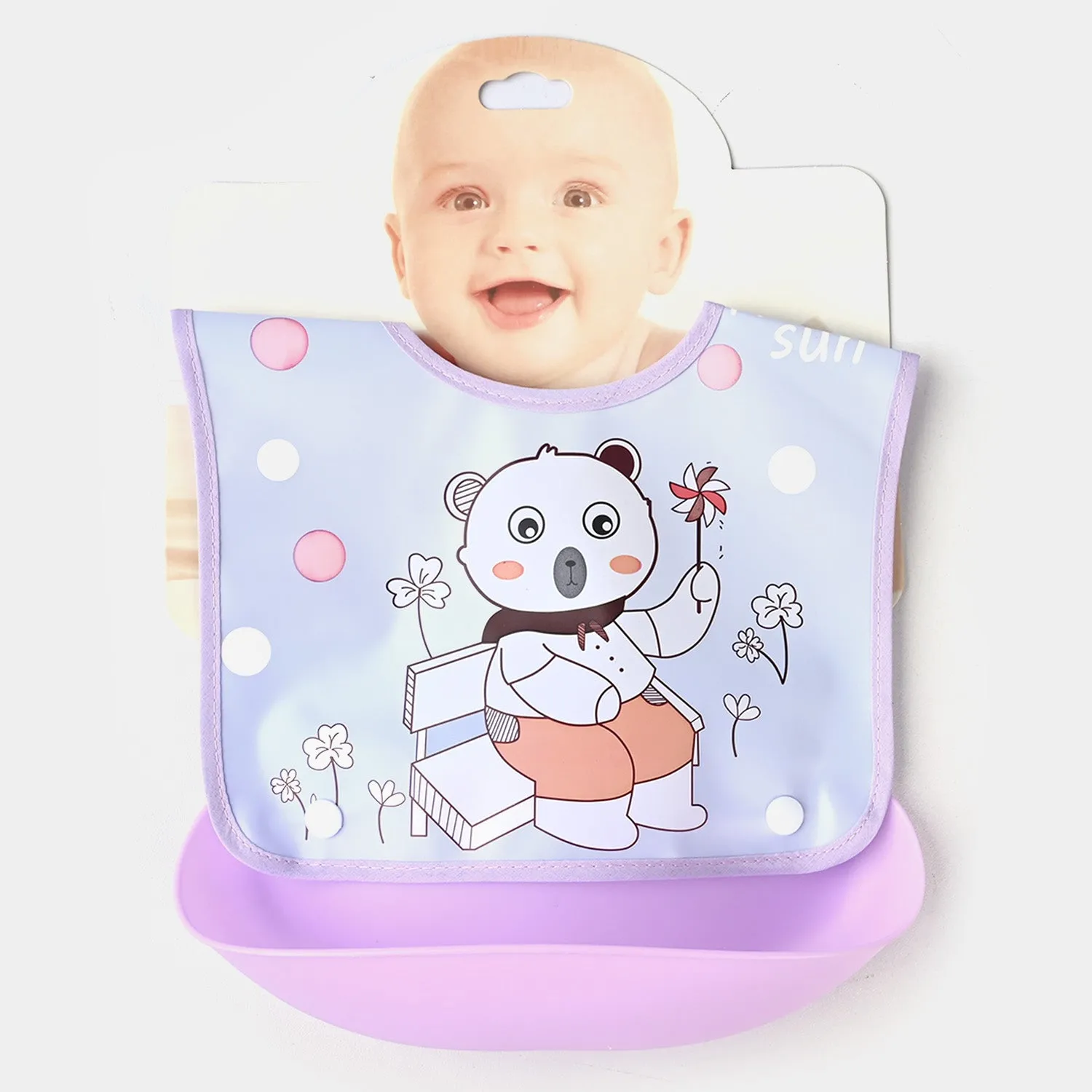 PLASTIC BIB WITH HOLDER FOR BABIES